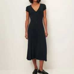 SESSUN Nea Buttoned Midi Dress in Moonless