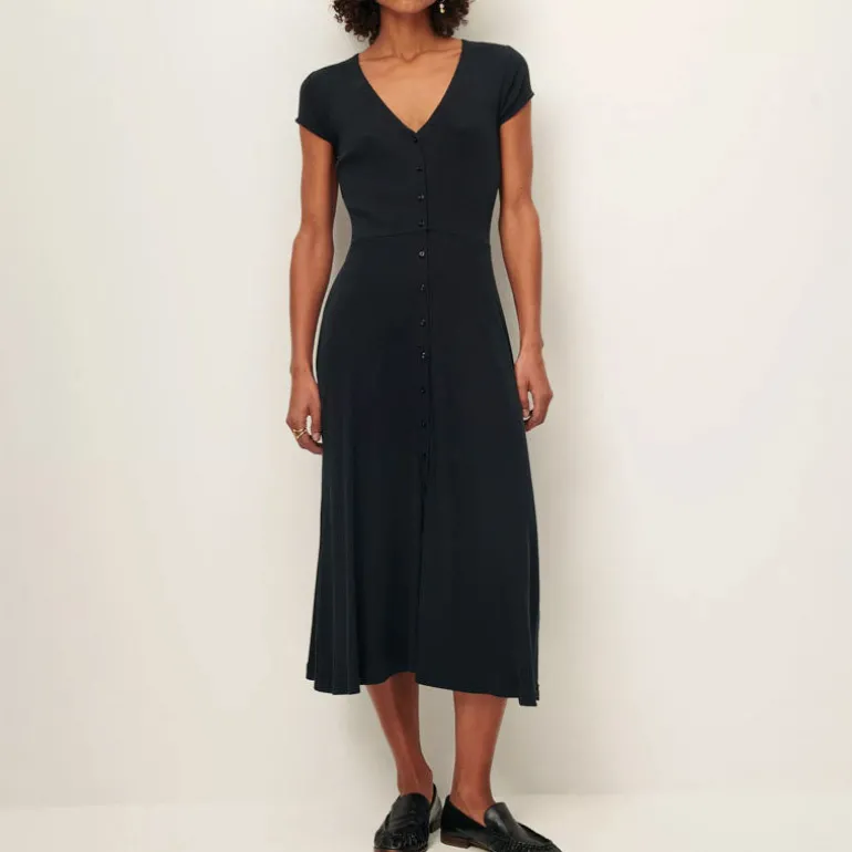 SESSUN Nea Buttoned Midi Dress in Moonless