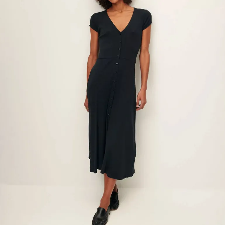 SESSUN Nea Buttoned Midi Dress in Moonless