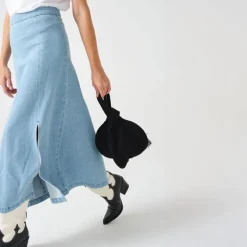 Seventy + Mochi Faye Slip Skirt in Oceanic Blue