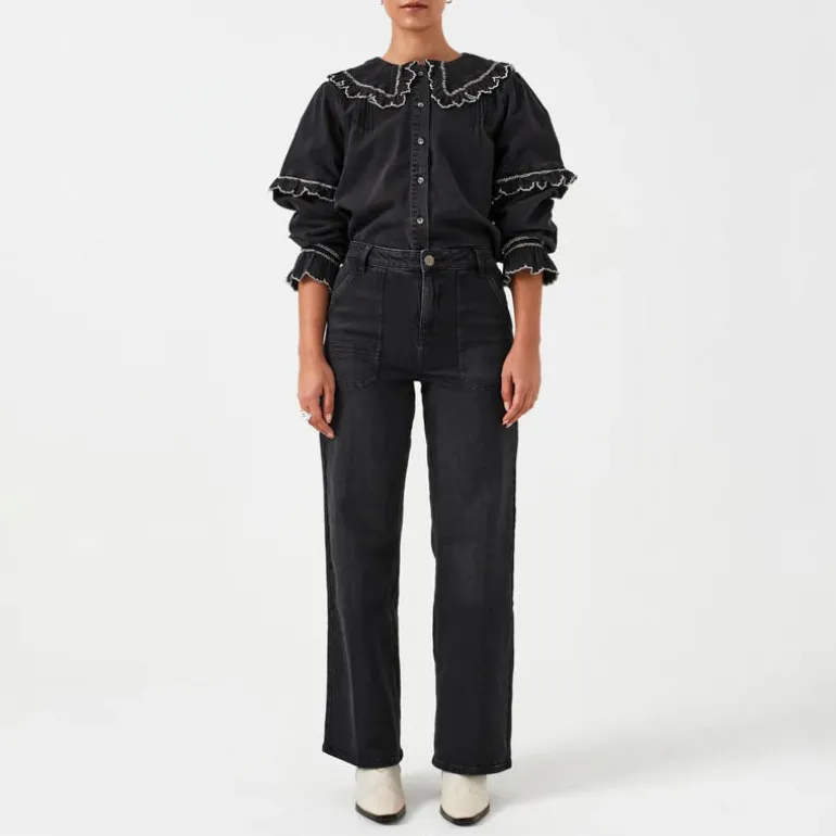 Seventy and Mochi Elodie Full Length Jean in Vintage Black