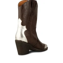 Shoe The Bear Nancy Western Croco Boots in Dark Brown