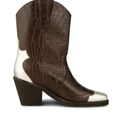 Shoe The Bear Nancy Western Croco Boots in Dark Brown