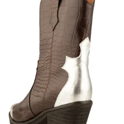 Shoe The Bear Nancy Western Croco Boots in Dark Brown