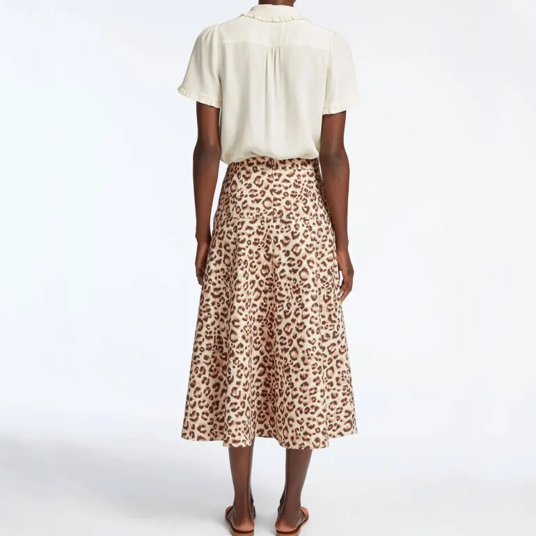 Sierra Cotton Skirt in Leopard Print | Collen & Clare