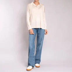 Silk & Cashmere Shirt in Light Oat | Collen & Clare