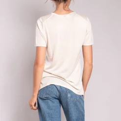 Silk & Cashmere S/S T Shirt in Cream | Collen & Clare