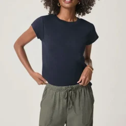 SPLENDID Faye Crewneck Tee in Navy