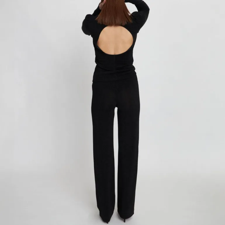 Stella Nova High Neck Sparkling Blouse in Black