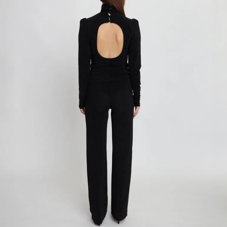 Stella Nova High Neck Sparkling Blouse in Black