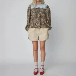 STELLA NOVA Leopard Blouse with Embroidery in Leopard
