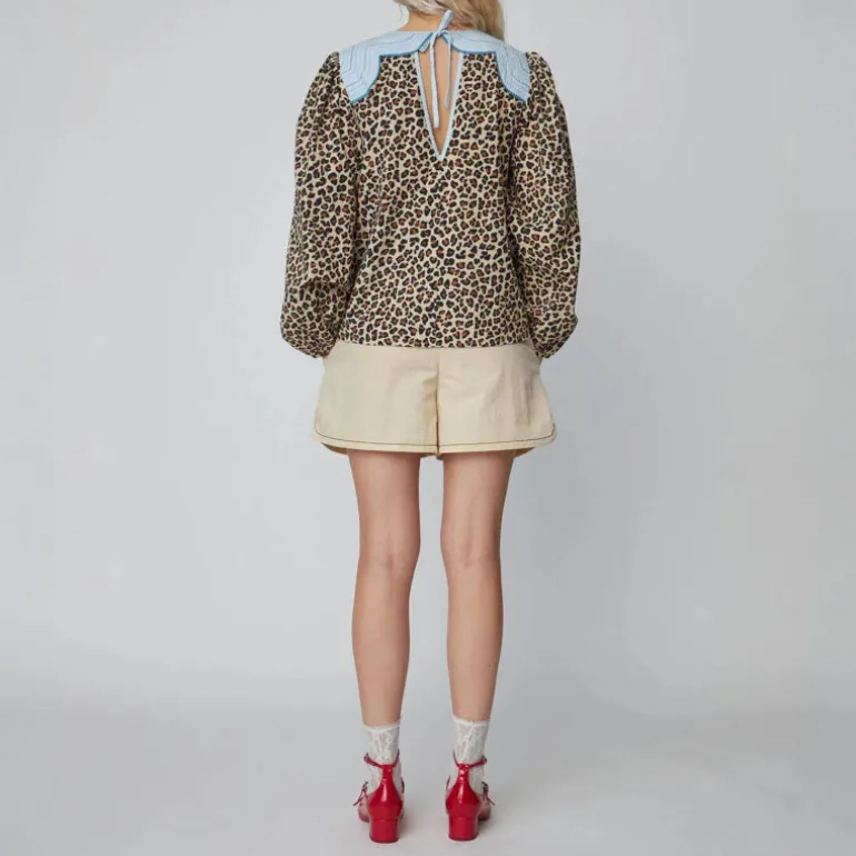 STELLA NOVA Leopard Blouse with Embroidery in Leopard