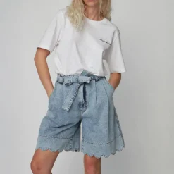 STELLA NOVA Moon Washed Denim Shorts in Denim Moon Wash
