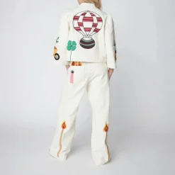 STELLA NOVA Patchwork Elements Cotton Jacket in Creme