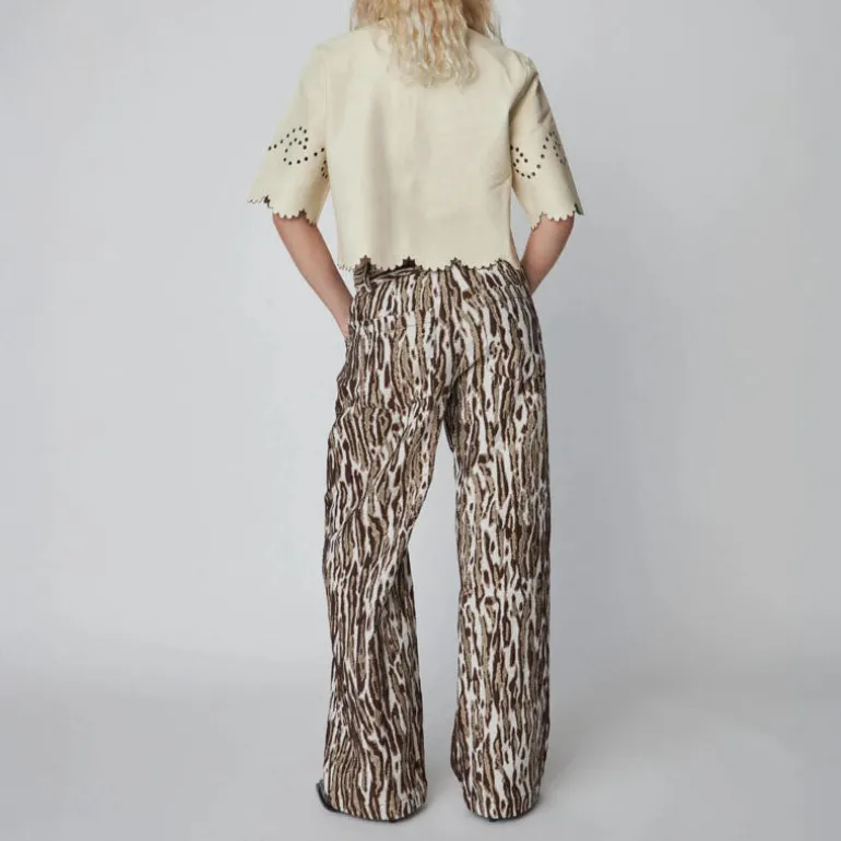STELLA NOVA Pointelle Leather Shirt in Almost White