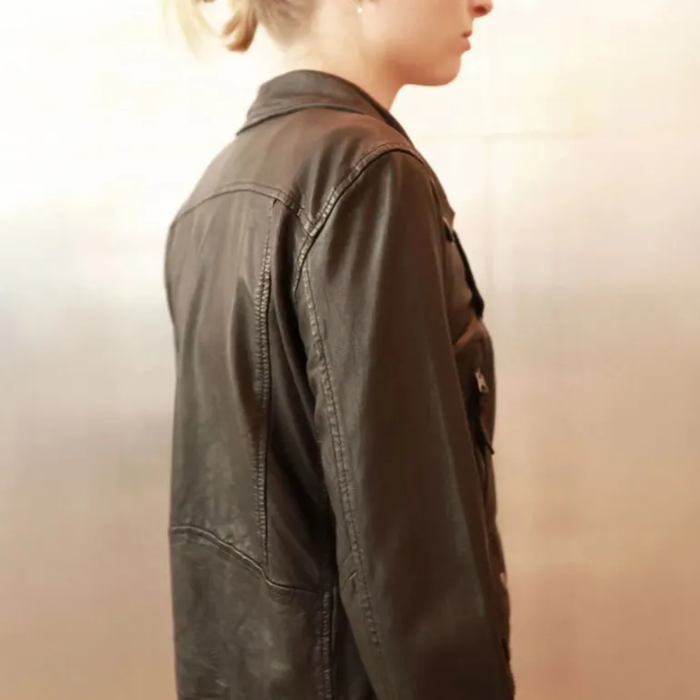 STUDIO KIN Grace Leather Biker Jacket in Black