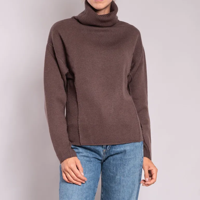 Thick Roll Neck Jumper in Chocolate | Collen & Clare