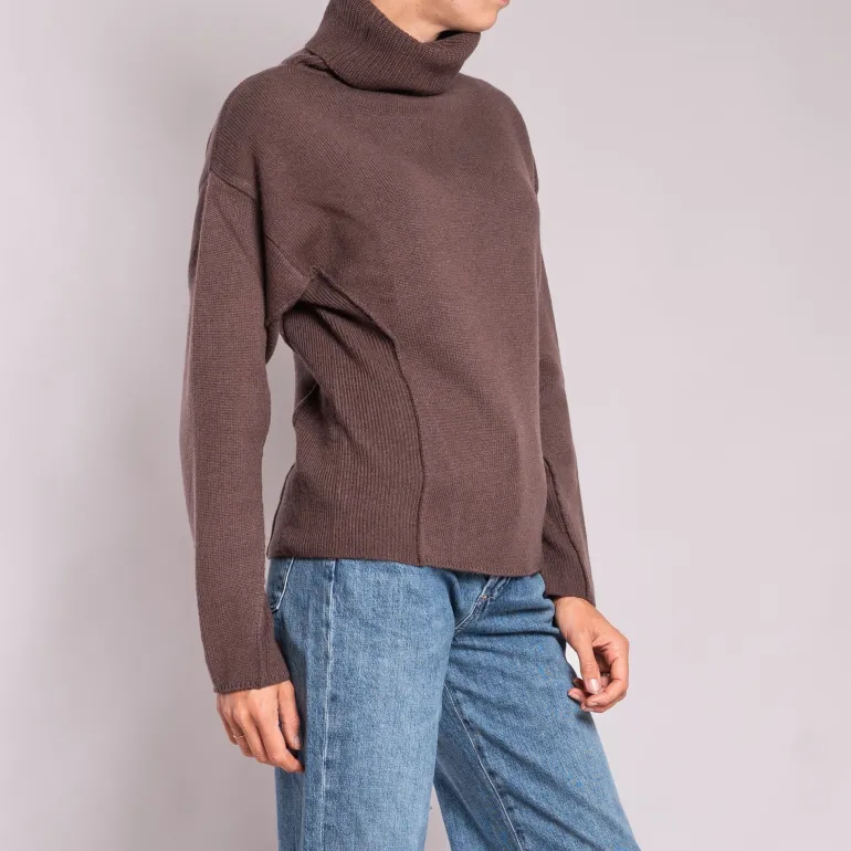 Thick Roll Neck Jumper in Chocolate | Collen & Clare