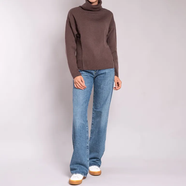Thick Roll Neck Jumper in Chocolate | Collen & Clare