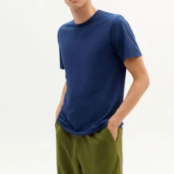 THINKING MU Hemp T Shirt in Blue Night