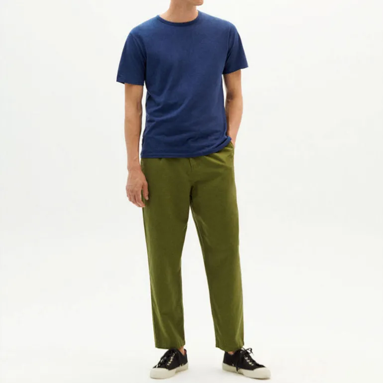 THINKING MU Hemp T Shirt in Blue Night