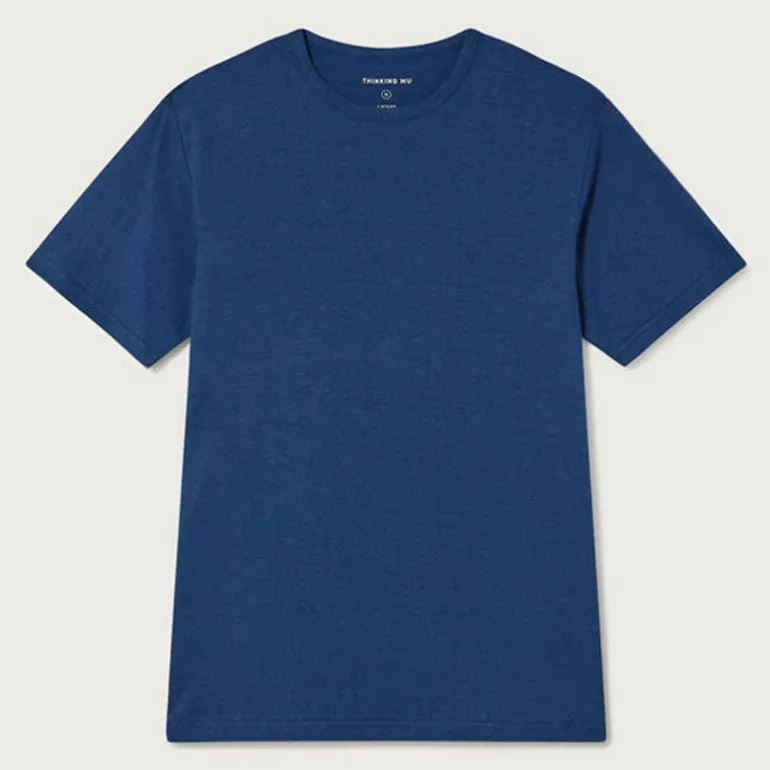 THINKING MU Hemp T Shirt in Blue Night