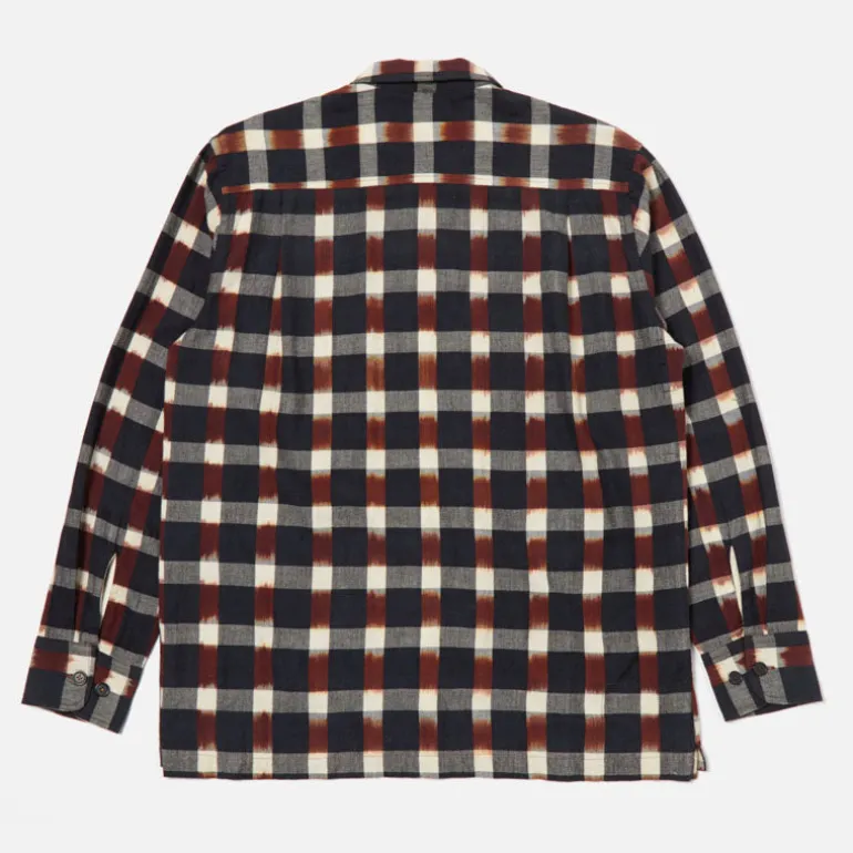 UNIVERSAL WORKS L/S Check Utility Shirt in Navy/Brown