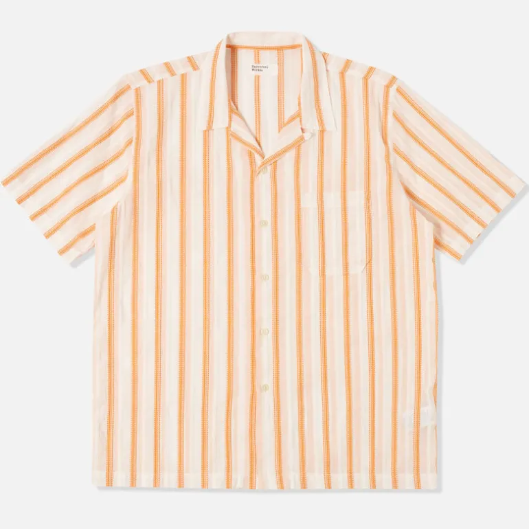 UNIVERSAL WORKS Road Shirt in White/Orange
