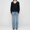 VAN KUKIL Adalyn V Neck Jumper in Ebony Shadow