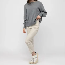 VAN KUKIL Hazel Slouch Side Split Jumper in Derby Grey