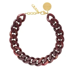 Vanessa Baroni Flat Chain Necklace in Bordeaux Marble