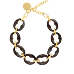 Vanessa Baroni Turtle Necklace in Dark Brown Marble