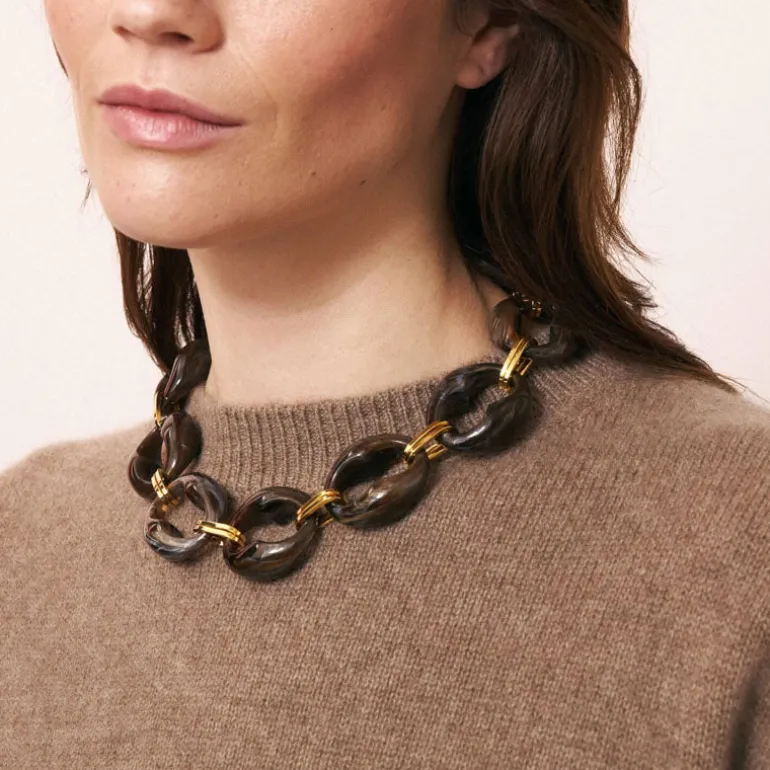 Vanessa Baroni Turtle Necklace in Dark Brown Marble