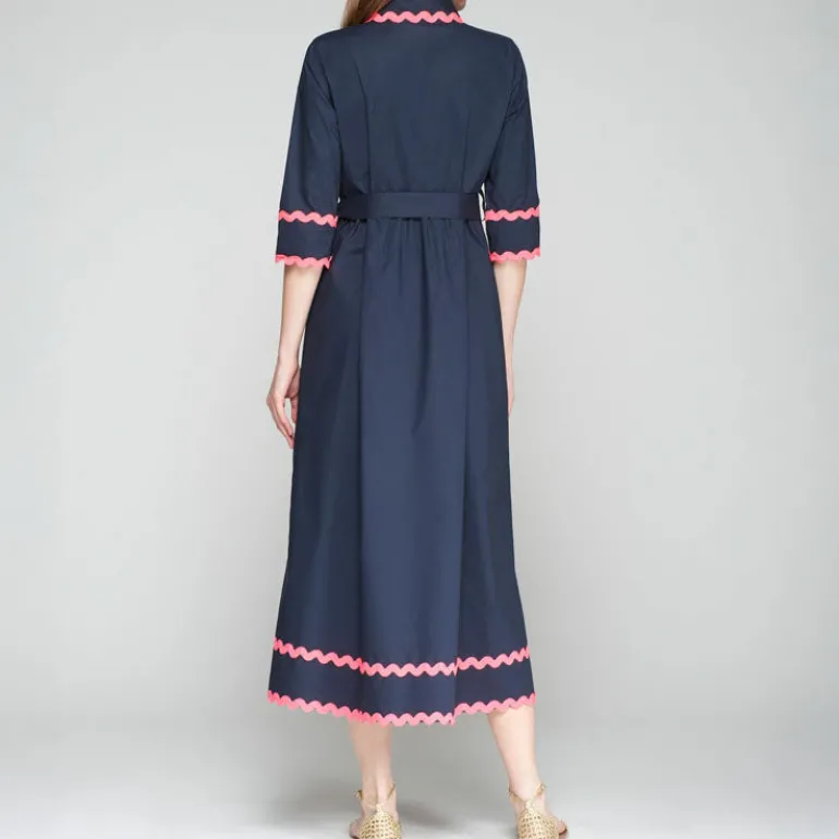 VILAGALLO Natalia Dress in Navy