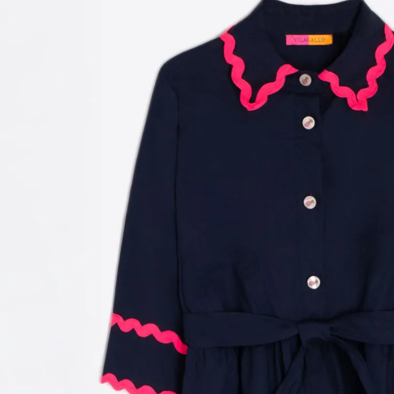 VILAGALLO Natalia Dress in Navy