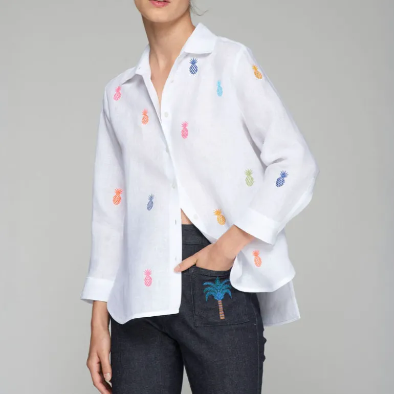 VILAGALLO Poline Pineapple Shirt in White