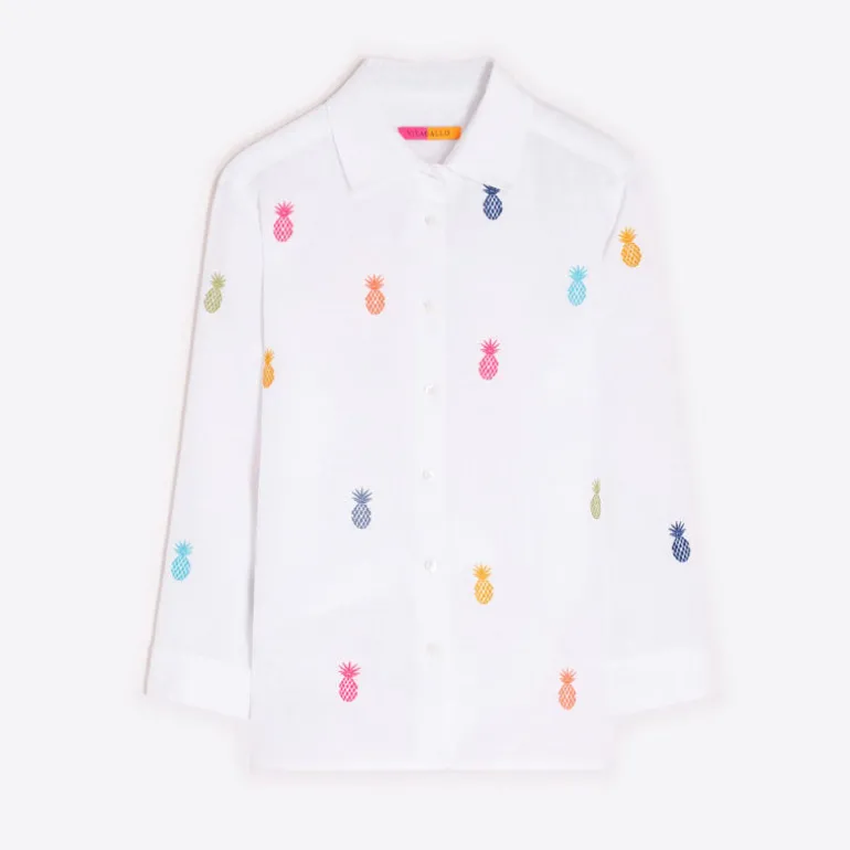 VILAGALLO Poline Pineapple Shirt in White