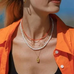 WANDERLUST LIFE Beaded Necklace in Tangiers Orange