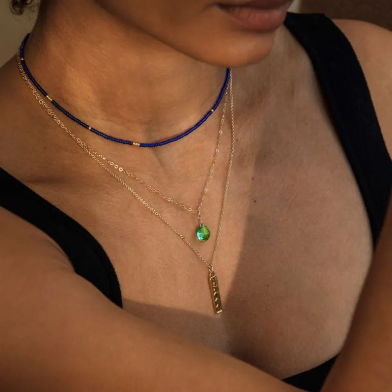 WANDERLUST LIFE Beaded Necklace in Morocco Blue