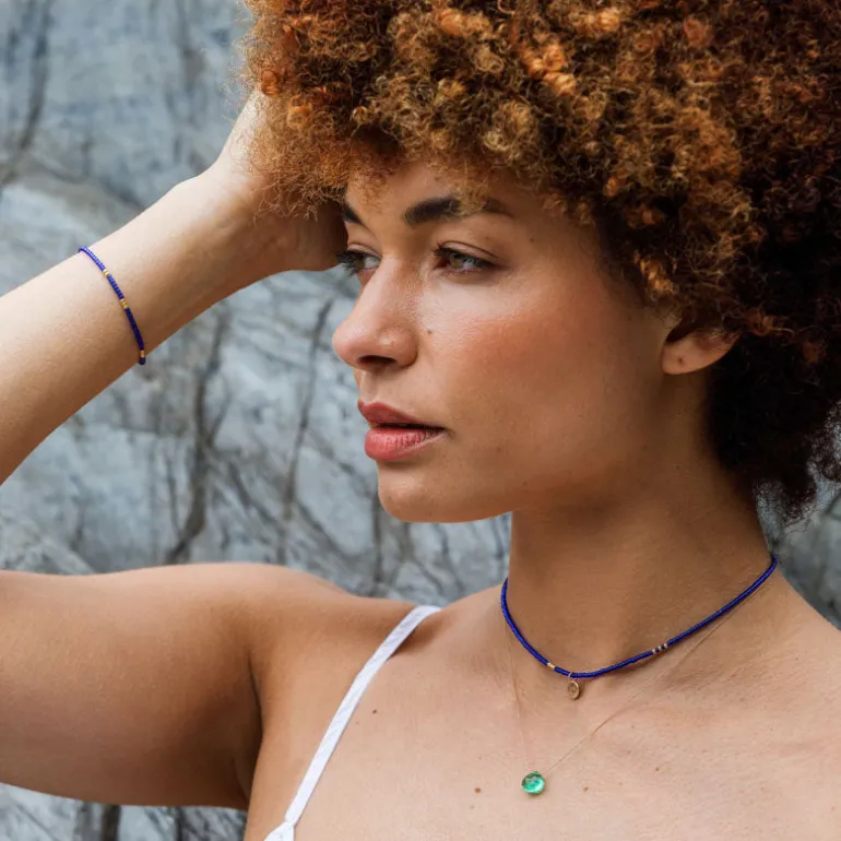 WANDERLUST LIFE Beaded Necklace in Morocco Blue