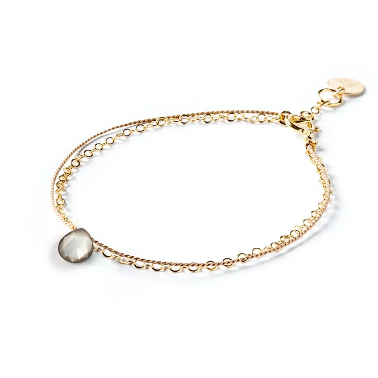 Wanderlust Life Black Mother of Pearl Gold and Silk Bracelet