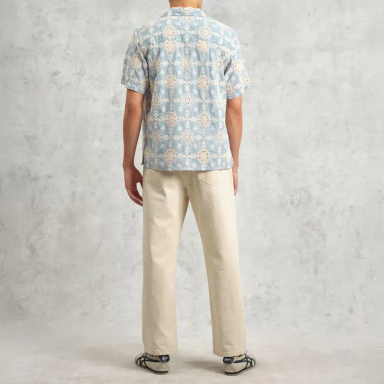 WAX LONDON Didcot Shirt in Pale Blue/Ecru