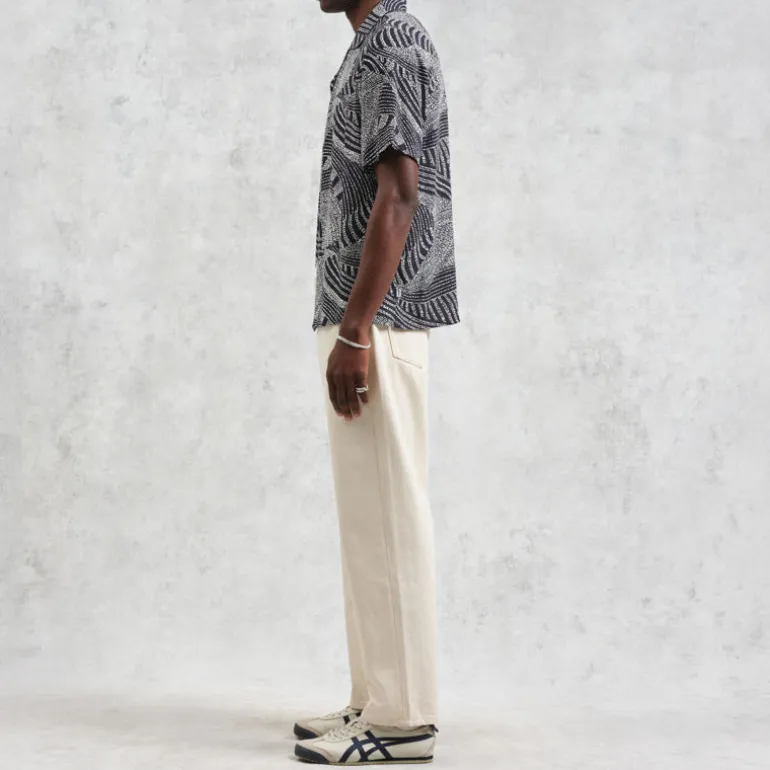 WAX LONDON Didcot Shirt in Navy/Ecru