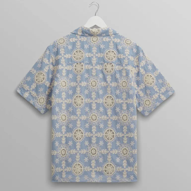 WAX LONDON Didcot Shirt in Pale Blue/Ecru