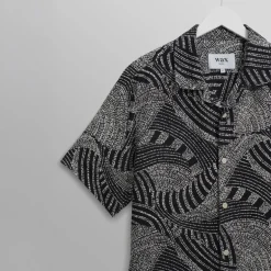 WAX LONDON Didcot Shirt in Navy/Ecru