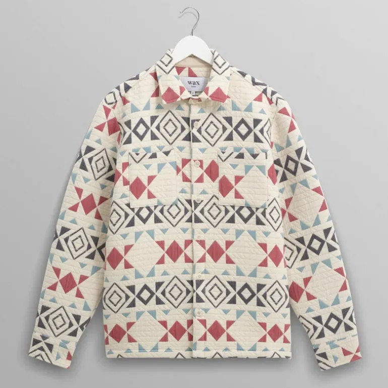 WAX LONDON Otto Overshirt in Ecru/Red