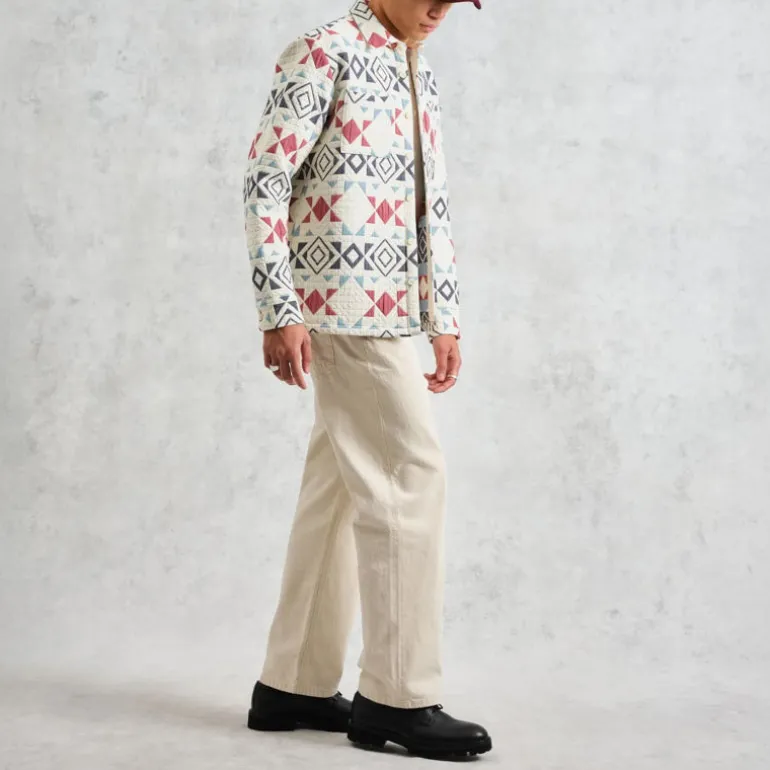 WAX LONDON Otto Overshirt in Ecru/Red