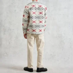 WAX LONDON Otto Overshirt in Ecru/Red