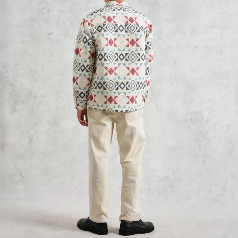 WAX LONDON Otto Overshirt in Ecru/Red