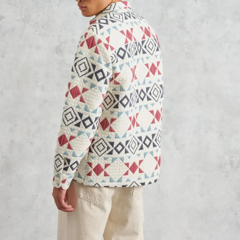 WAX LONDON Otto Overshirt in Ecru/Red